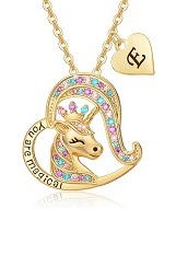 teensy-weensy heart unicorn gold baby necklace